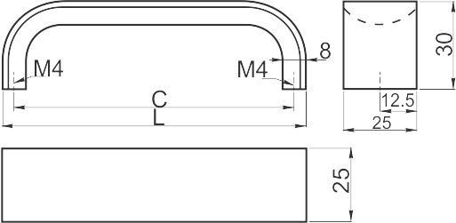 Ручка-скоба, UA-00-347, 160мм, металл, алюминий