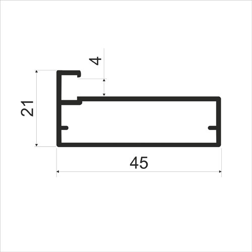 MZ13 Алюминиевый профиль для стекла, 45х21мм, L=3000мм, латунь