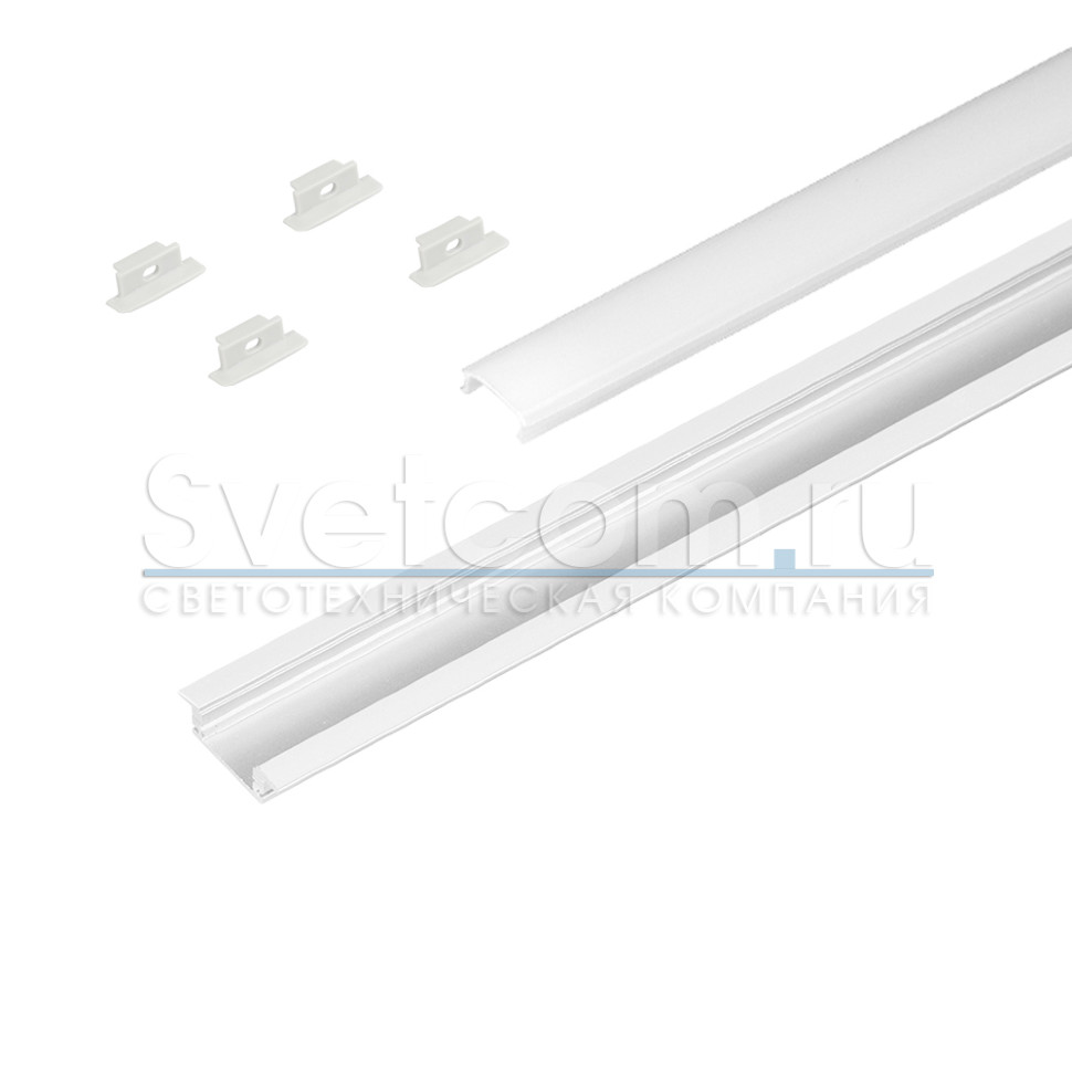 Профиль врезной 25х7х3000мм, лента ≤10мм, белый (диффузор, 6 заглушек), 2507W