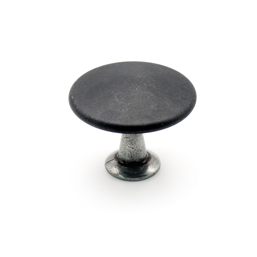 Ручка-кнопка, Chateau, MO.3992.53.58, d=42мм, металл, темная матовая сталь/черная сталь 