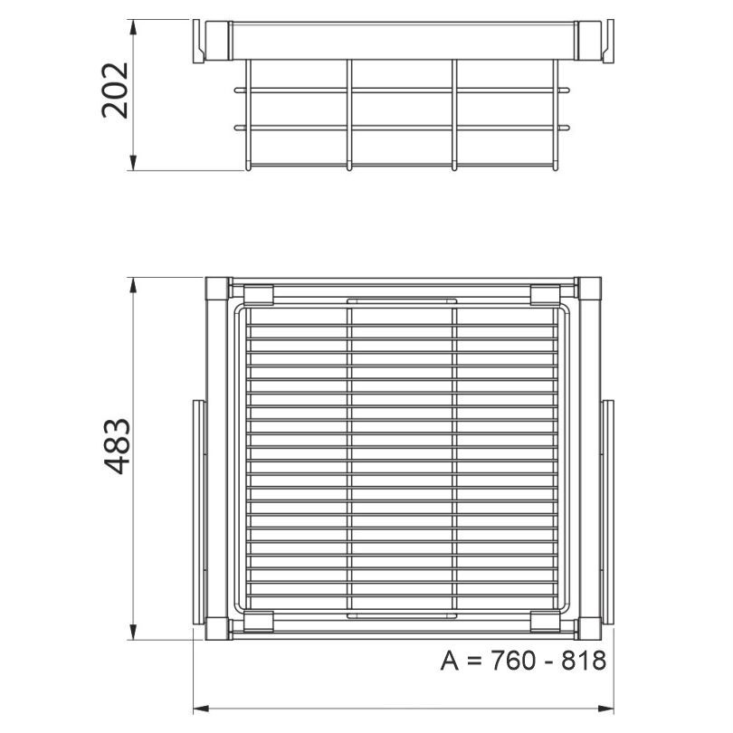 Корзина для белья в шкаф на 800мм, 490х730х210мм, полное выдвижение, белая
