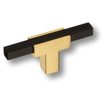 Ручка-кнопка, 67-Matt Gold-Matt Black, 27х14х70мм, металл, матовое золото/черный