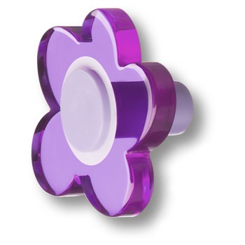 Ручка-кнопка, 698MOX, 29х52х54мм, пластик, фиолетовый, "Цветок"