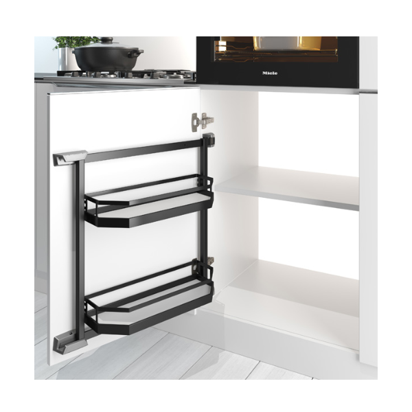 Стеллаж выкатной Тандем Сайд, 2 полки, 600х450мм, в базу на 450мм, антрацит, Kessebohmer