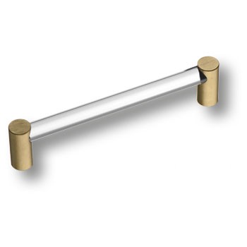 Ручка-скоба, BU 016.128.36, 128мм, металл/стекло, полированная латунь