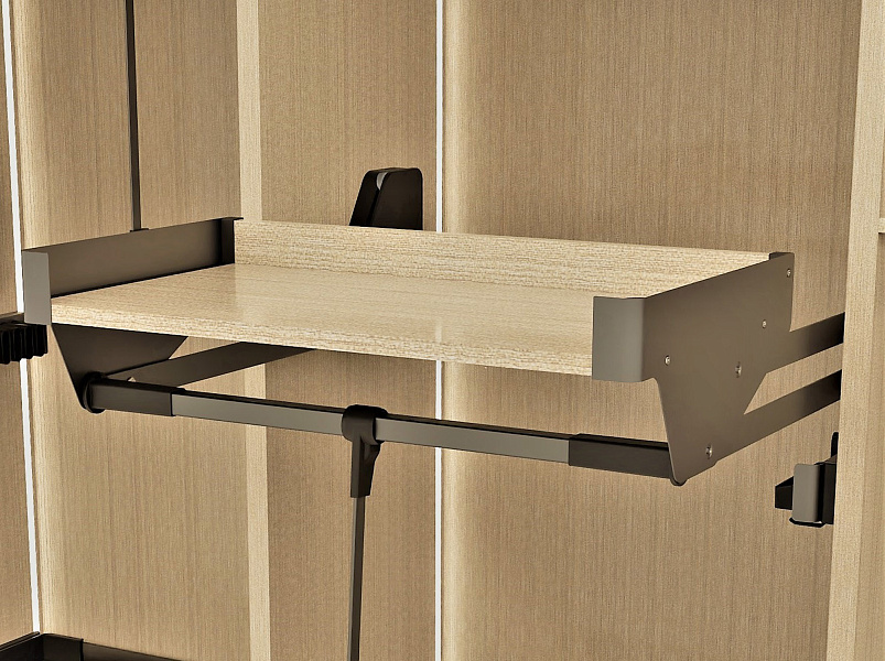 Пантограф Конеро, 625-808мм, нагрузка 12 кг, с креплением под полку, шампань, Kessebohmer