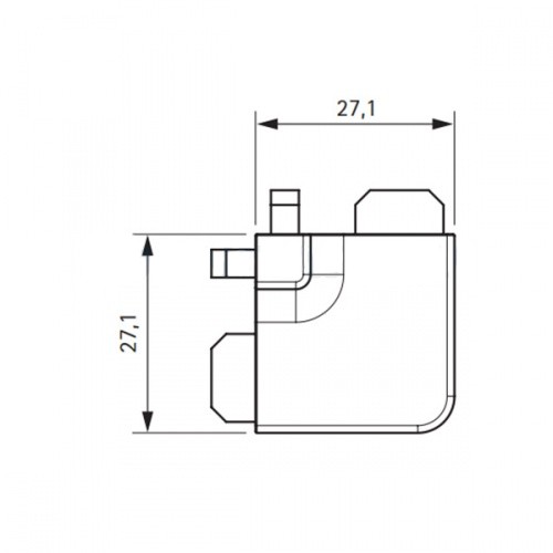 Внешний угол 90*. алюминий, для профиль-ручки GOLA, для верхнего ящика, полированный никель