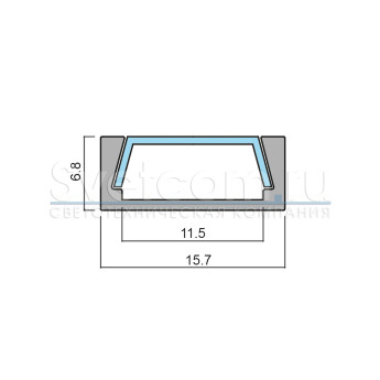 Профиль накладной 16х6х2000мм, лента ≤10мм, белый (диффузор полуматовый, 4 заглушки+4 клипсы), 1506W