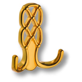 Крючок, 737MP11, двухрожковый, металл, глянцевое золото