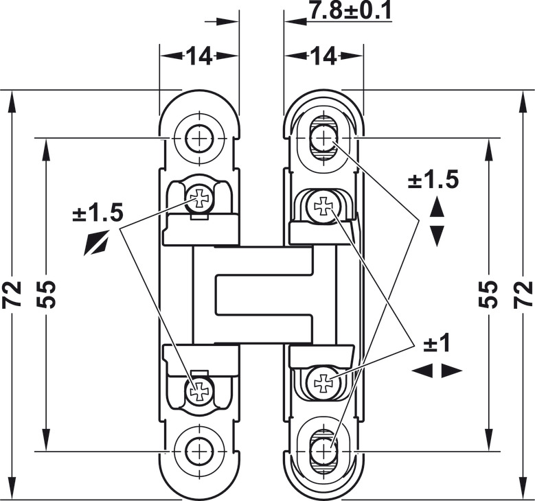 Петля скрытая 180*, для плиты от 18мм, с заглушками, металл, Hafele