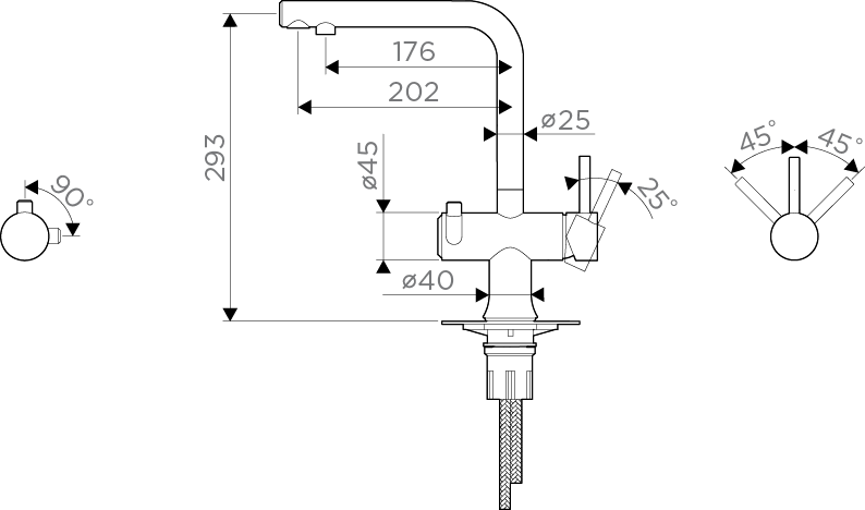 Смеситель Hotaru-B, латунь, вороненая сталь/голубой