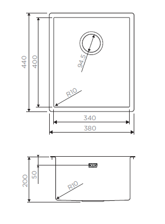 Мойка Taki 38-U/IF-GM, нержавеющая сталь, вороненая сталь