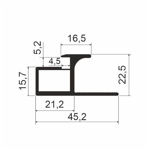 Профиль-ручка MF34, L=5500мм, латунь