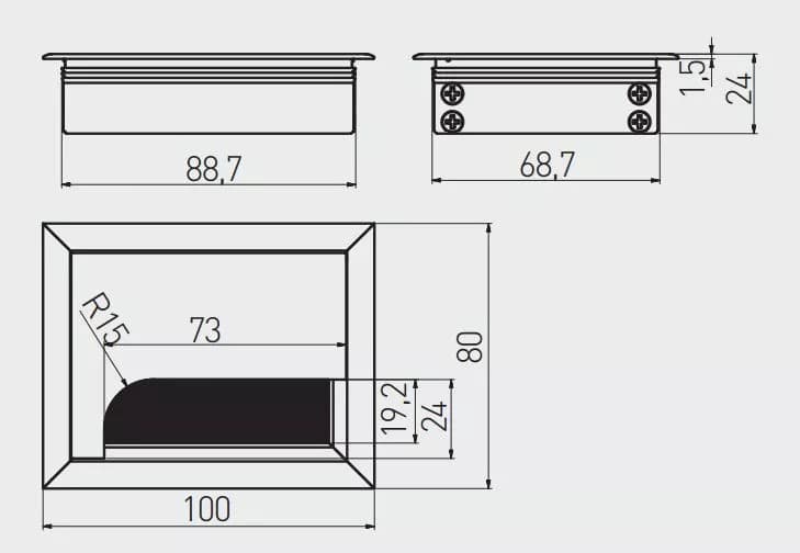 Заглушка для кабель-канала, 80х100мм, алюминий, алюминий, GTV