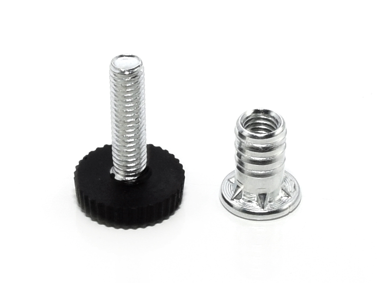 Комплект подпятника регулируемого, М6 забивная, винт+футорка, черный, CMF