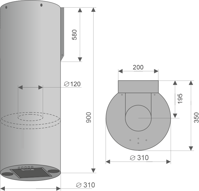 Вытяжка настенная Beauty Gold, 31 см, без угольн. фильтра, золото, Konigin