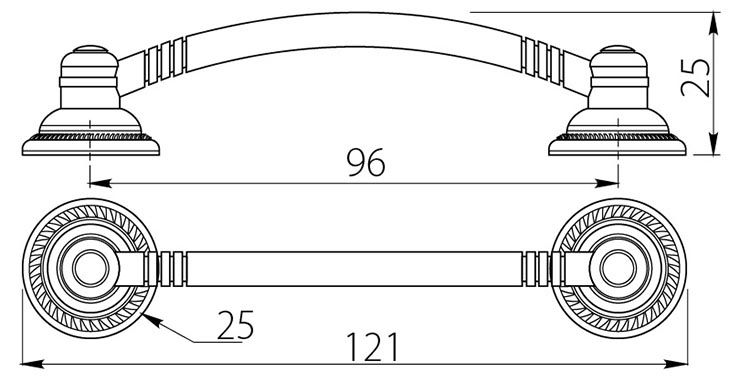 Ручка-скоба, RENNES, 96мм, металл, старое золото