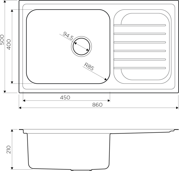Мойка Haruna 86-IN, нержавеющая сталь, нержавеющая сталь