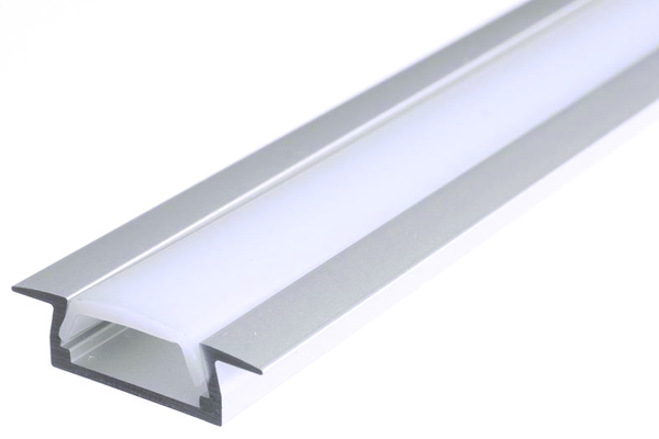 Профиль врезной 22х6х2000мм, лента ≤10мм, алюминий (диффузор полуматовый, заглушки), SP251