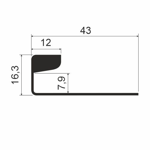 Профиль-компенсатор вертикальный, для духового шкафа, L=580мм, серебро