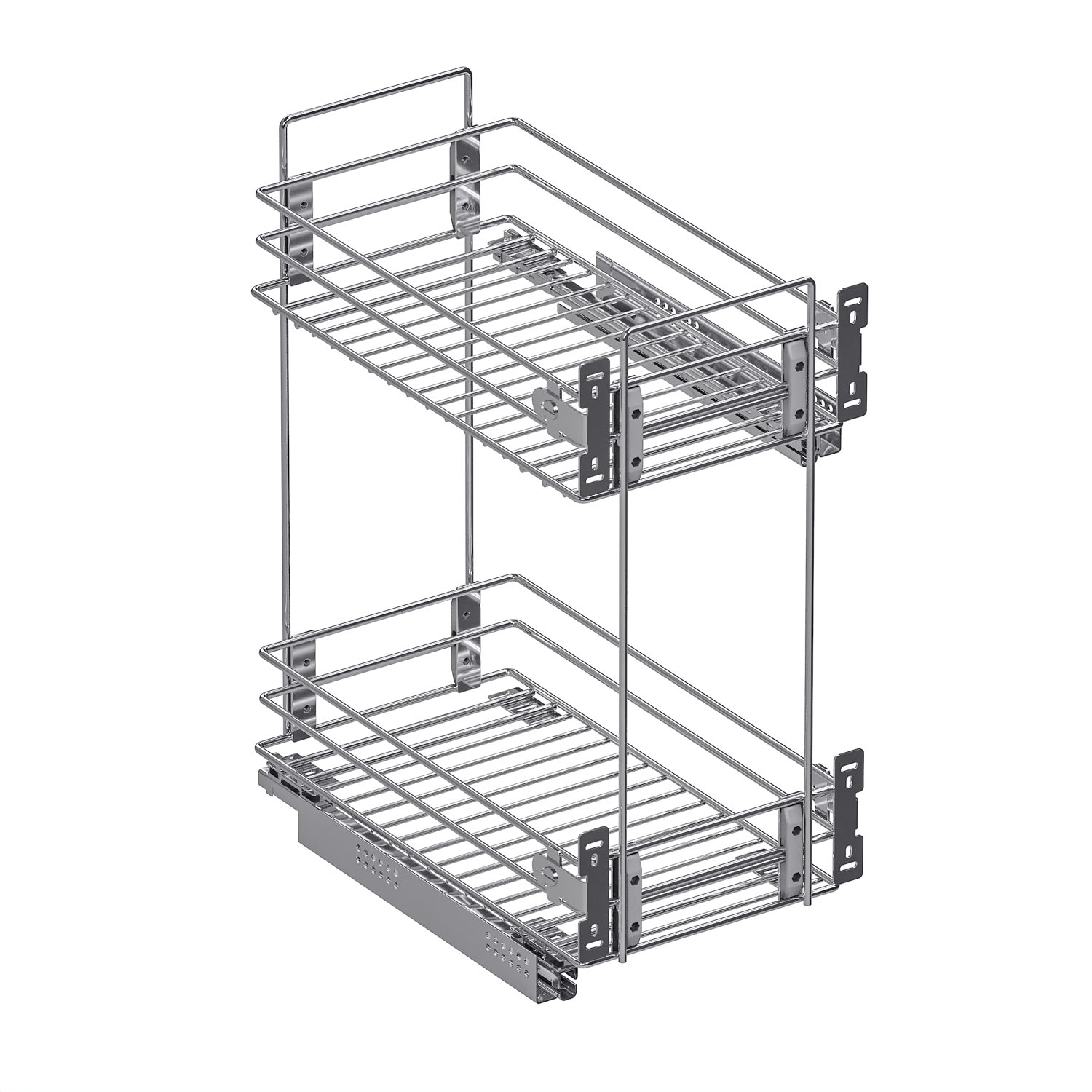 Корзина 300мм, 2 яруса, 260х450х530, двустороннее боковое нижнее/диагональное крепление, без направляющих, хром, Россия