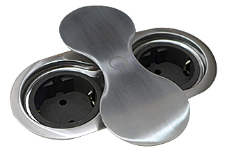 Встраиваемая, 2хEURO, сдвижн. крышка, нерж.сталь, 146х71х46мм, пластик/металл, SFL