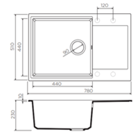 Мойка Daisen 78-LB-BL, Artgranit/черный