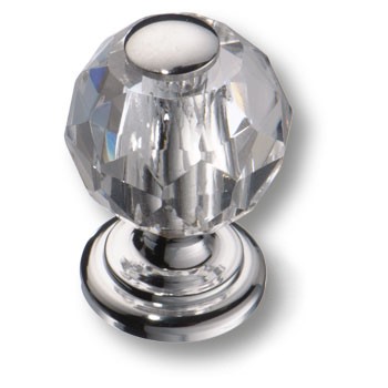 Ручка-кнопка, 0737-005-MINI, d=21мм, металл/кристалл, глянцевый хром