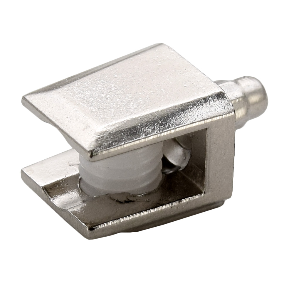 Полкодержатель для стекла 5-6мм, врезной, толщина задней стенки 3мм, никель, "трапеция", CMF