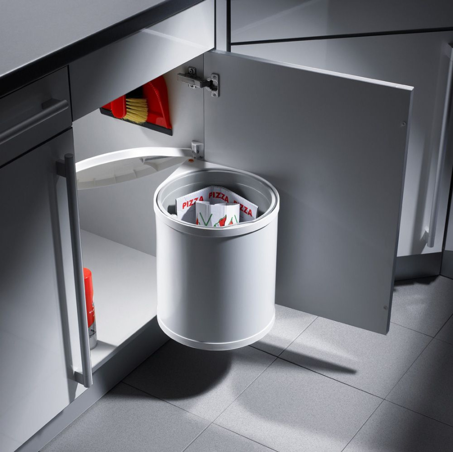 Контейнер для мусора "Mono" c крышкой, 15л, 360х304х457мм, в шкаф 400мм, сталь, белый