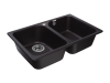 Мойка GranFest QUARZ 15, 737х478 мм, черный (прямоугольная, 2 чаши, без сифона)