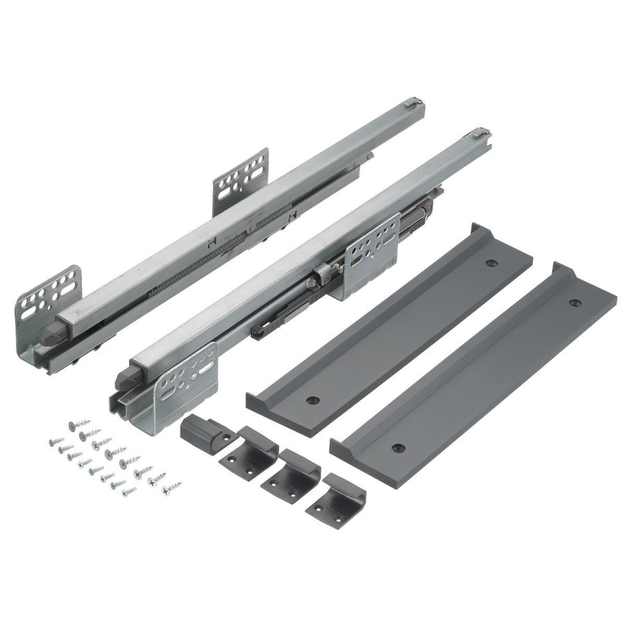 Корзина с органайзером в шкаф на 600мм, 485х560х85мм, полное выдвижение, с доводчиком, графит