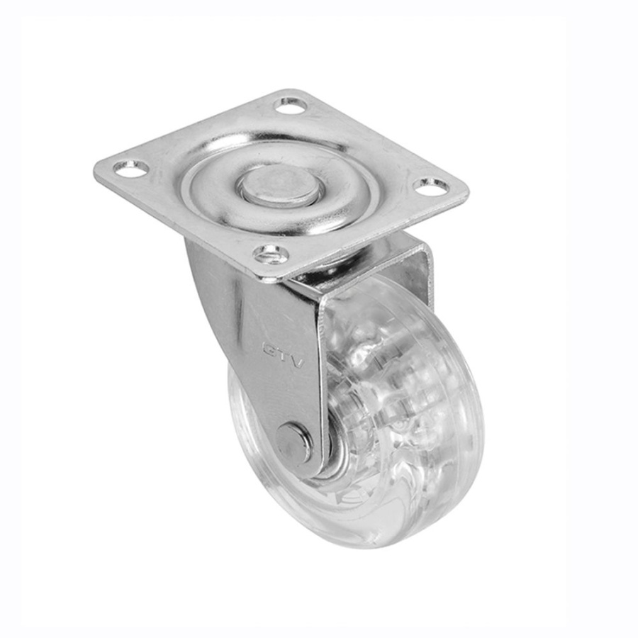 Опора колесная с площадкой, d=50мм, без стопора, прозрачный, до 35кг, GTV