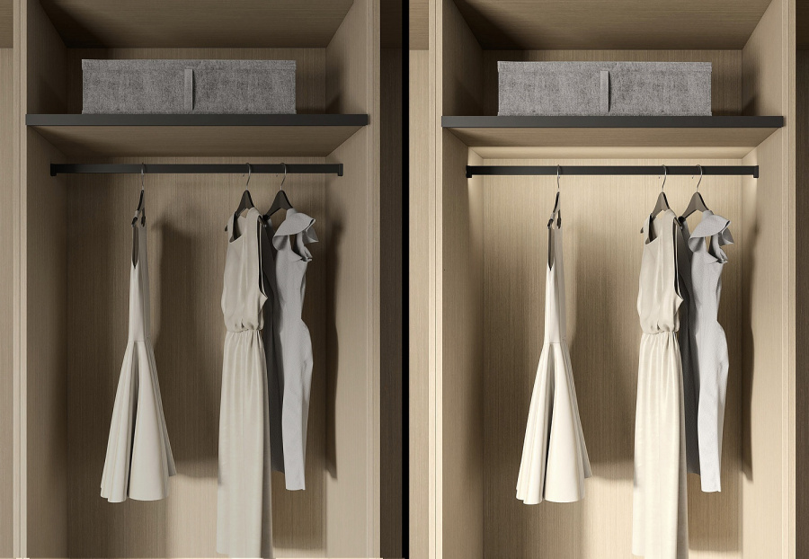 Штанга прямоугольная Конеро, с профилем для светодиодной ленты, W 920 мм, черный, Kessebohmer