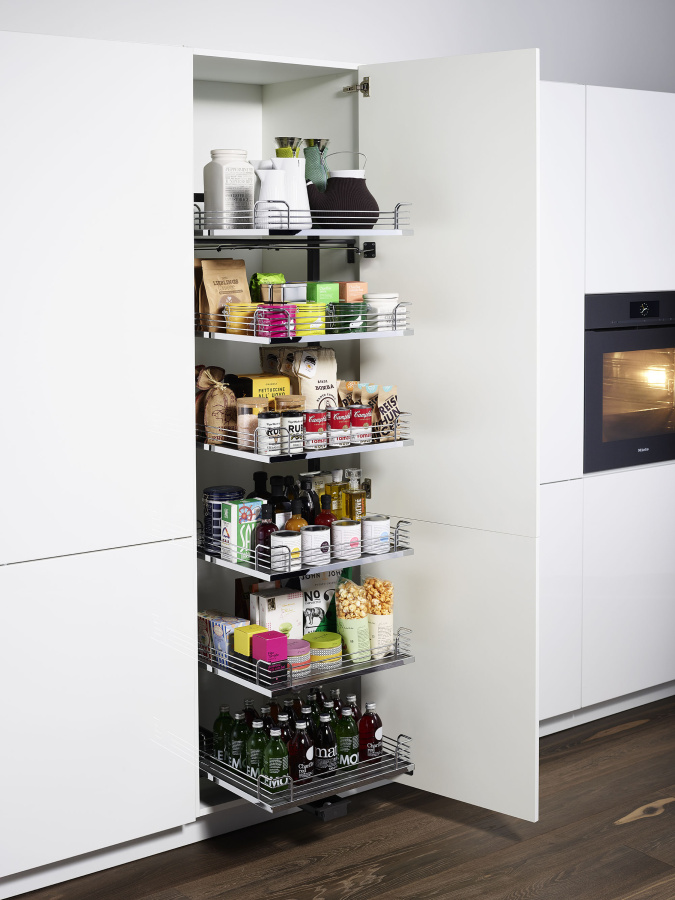 Колонна выкатная Тандем Соло, 6 корзин, 600х500х1800мм, в базу на 600мм, хром, Kessebohmer