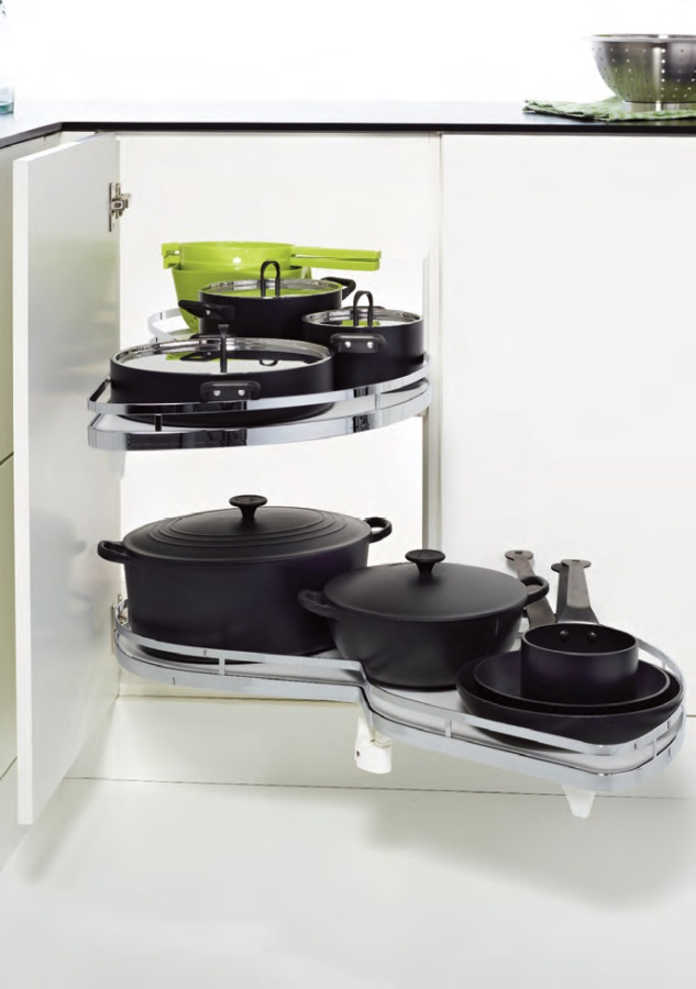 Механизм Леманс 500мм в угловой шкаф, 2 полки, H 600-750мм, правый, хром, Kessebohmer