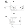 Опора колесная с площадкой, d=40мм, без стопора, резина, черный, нагрузка 15кг
