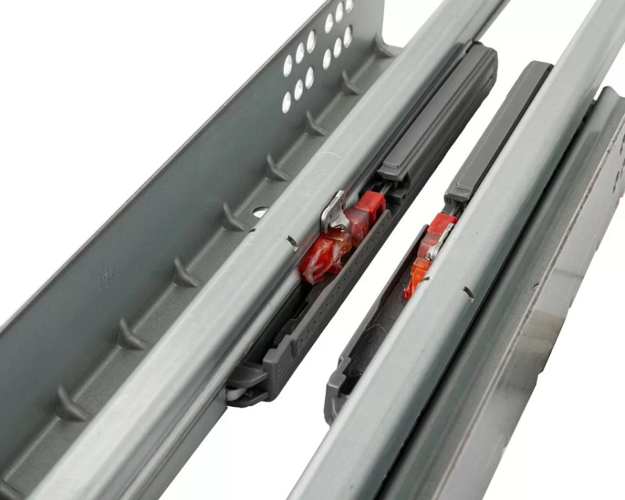 Направляющие скрытого монтажа, 500мм, полного выдвижения, 30кг/пара, с фиксаторами, Bimotion