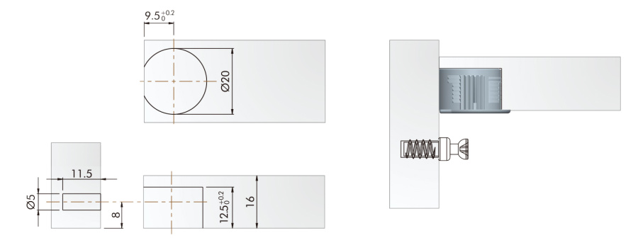 Стяжка Р-ФИКС эксцентриковая, 12,5х16мм, для плит толщиной 16мм, пластик, серый, CMF