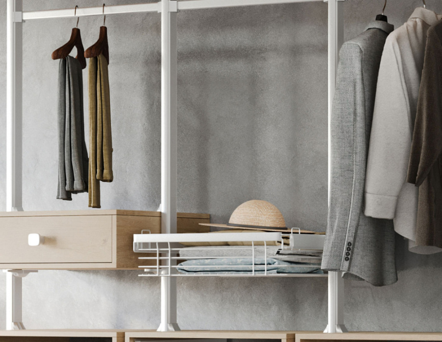 Корзина для белья выдвижная, 730-870х500х170мм, напр. полн. выдв., серый