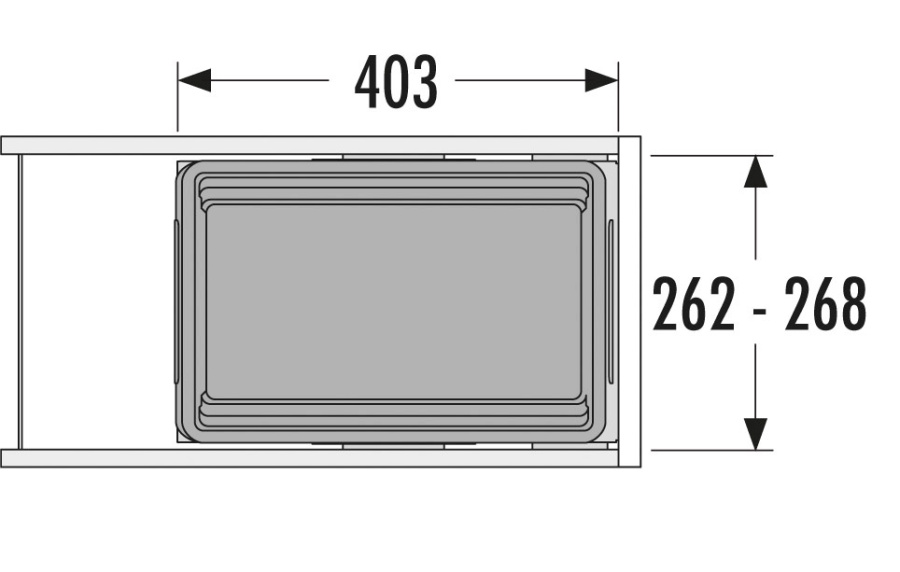 Система сортировки "Cargo-Synchro30", 1х30л, 262-268x403x507мм, в шкаф 450, полн выдв, графит