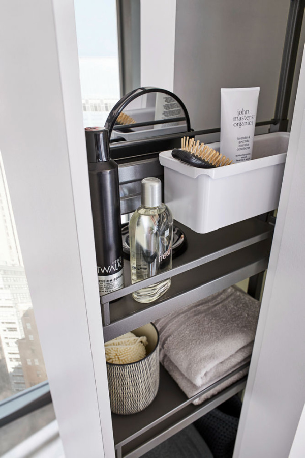 Колонна выкатная Диспенса-Юбокc, 4 корзины, 300х1900-2300мм, полн. выдв, в базу на 300мм, антрацит, Kessebohmer