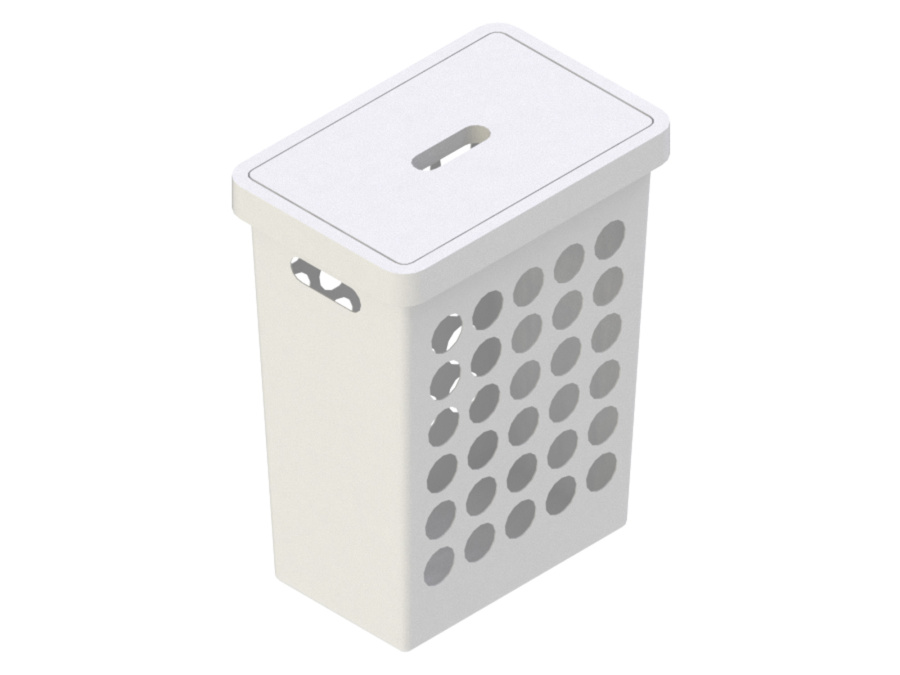 Корзина для белья, 33л, 395х250х500мм, с крышкой, пластик, белый