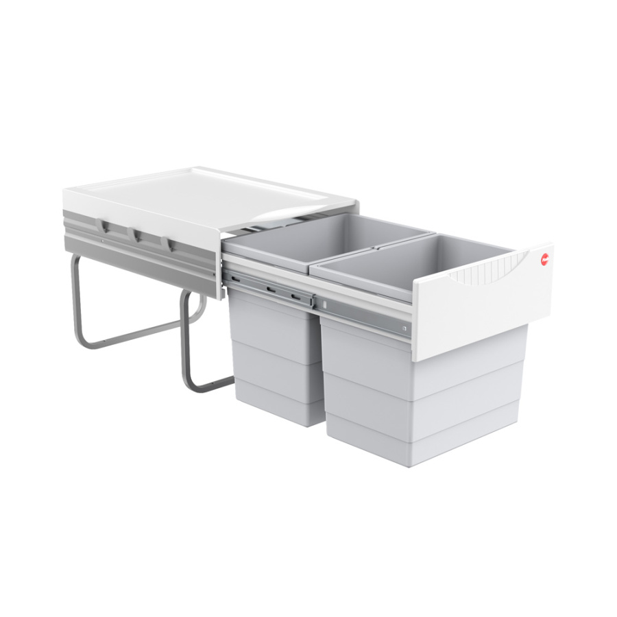 Система сортировки "Space Saving Tandem S", 2х18л, 434х330х347мм, в шкаф 400мм, светло-серый