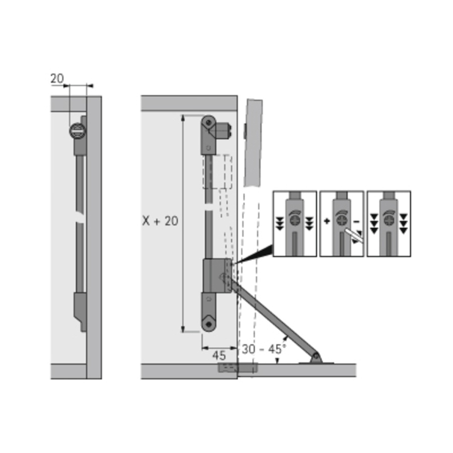 Кронштейн барный, Klassik D/290, с магнитной защелкой, h=290-340мм, левый