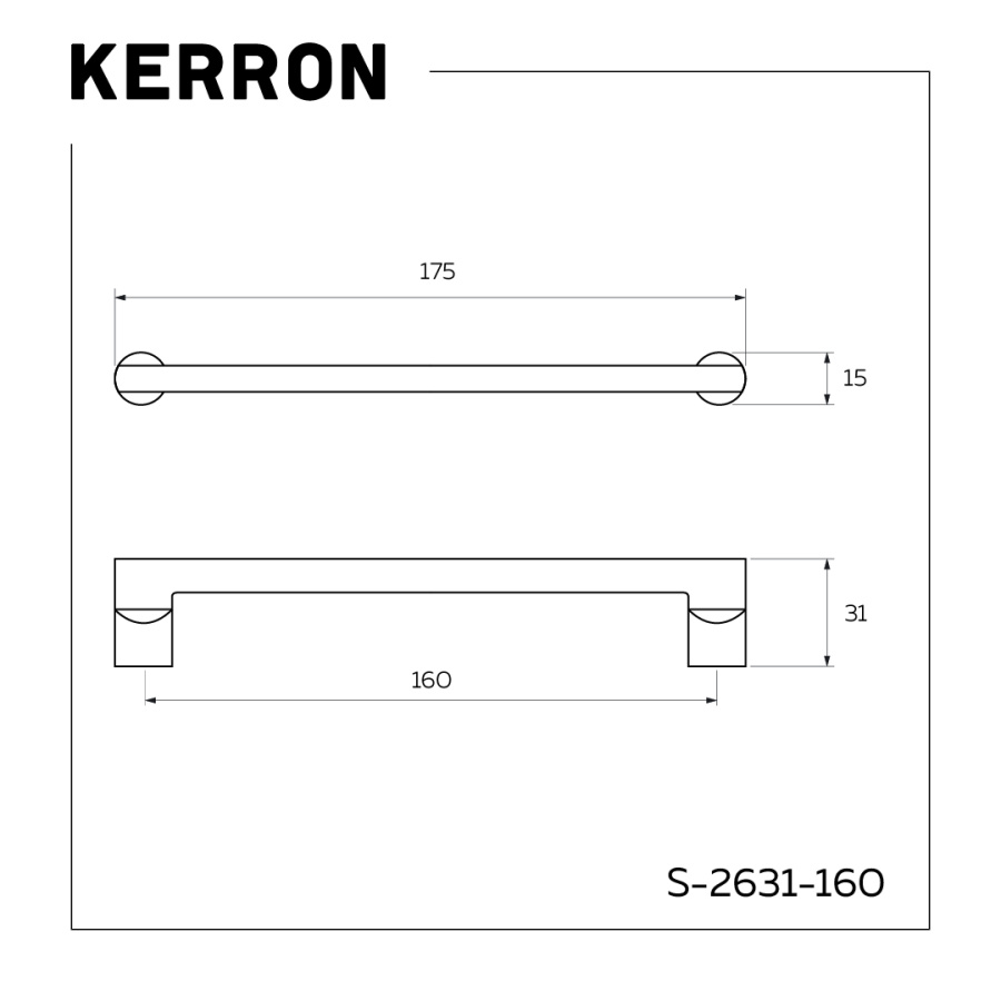 Ручка-скоба, 2631, 160мм, металл, черный хром