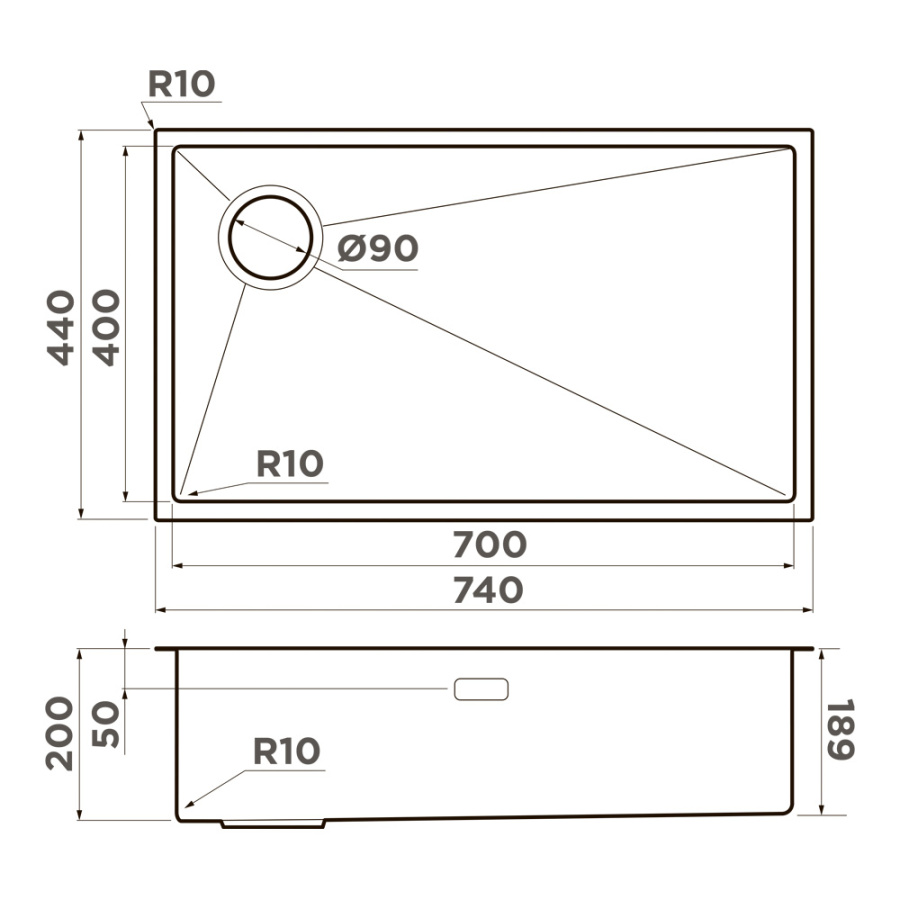 Мойка Taki 74-U/IF-L Side-IN, нержавеющая сталь, нержавеющая сталь