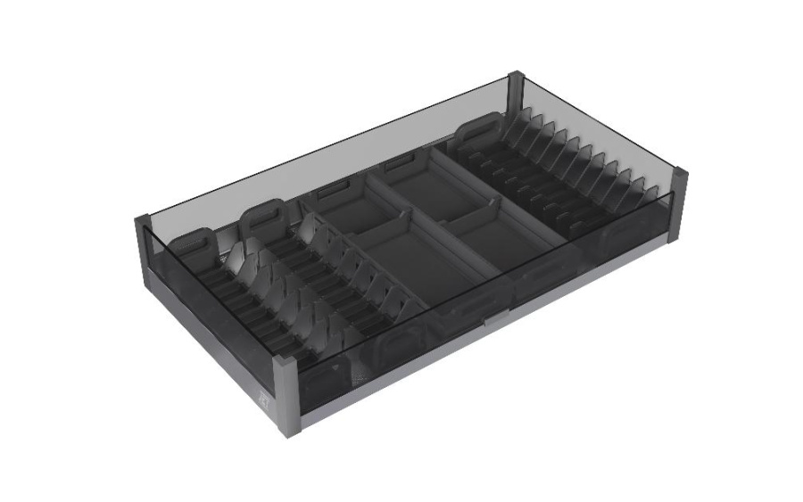 Корзина выкатная 600мм, 564x472x169мм, полн. выдв., с доводчиком, под распаш. фасад, антрацит, JET