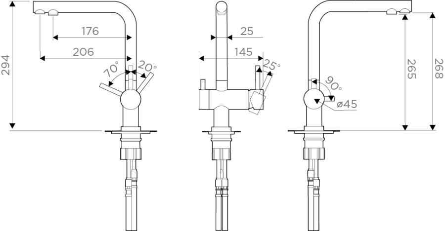 Смеситель Nagano-BL, латунь/гранит, черный/хром