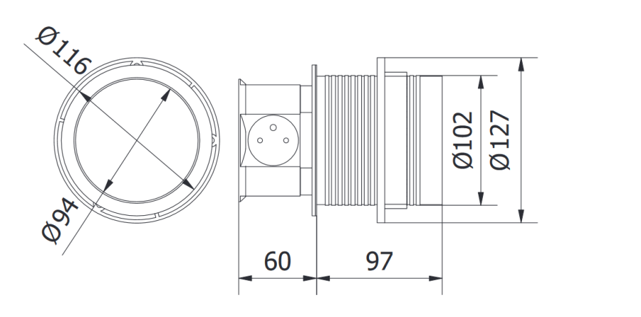 Вертикальная, 4хEURO, Ø100мм, полуавтомат, пластик, серый, провод 2м, GTV